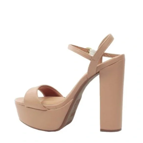 Vizzano Nude Ankle Strap Block Heels - Picture 3 of 7